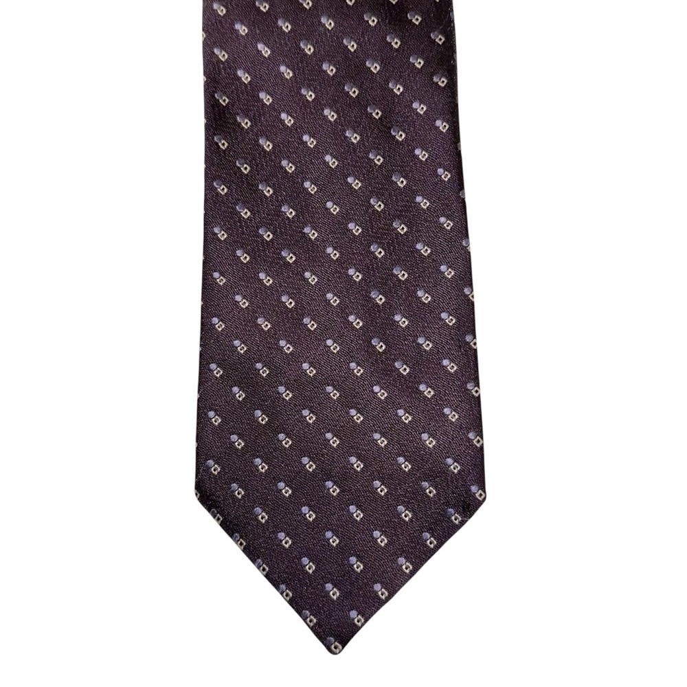 Vintage ARMANI Mens Tie Silk Blend Blue / Silver Geometric 3.75x60” Italy